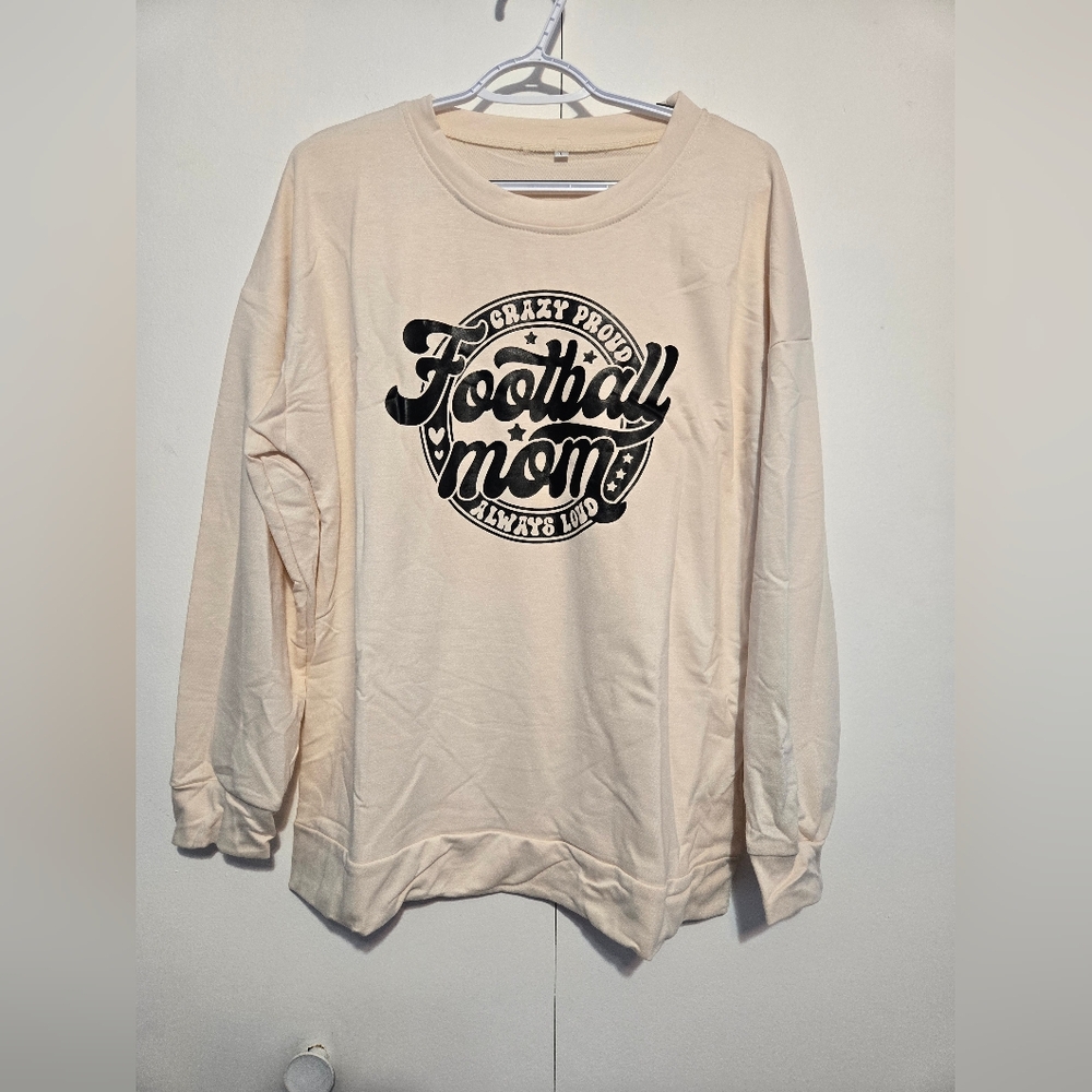 Football‎ Mom Long Sleeve Cream Tee - Cream